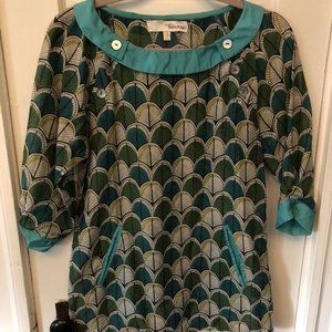 High-end boutique peacock feather print blouse